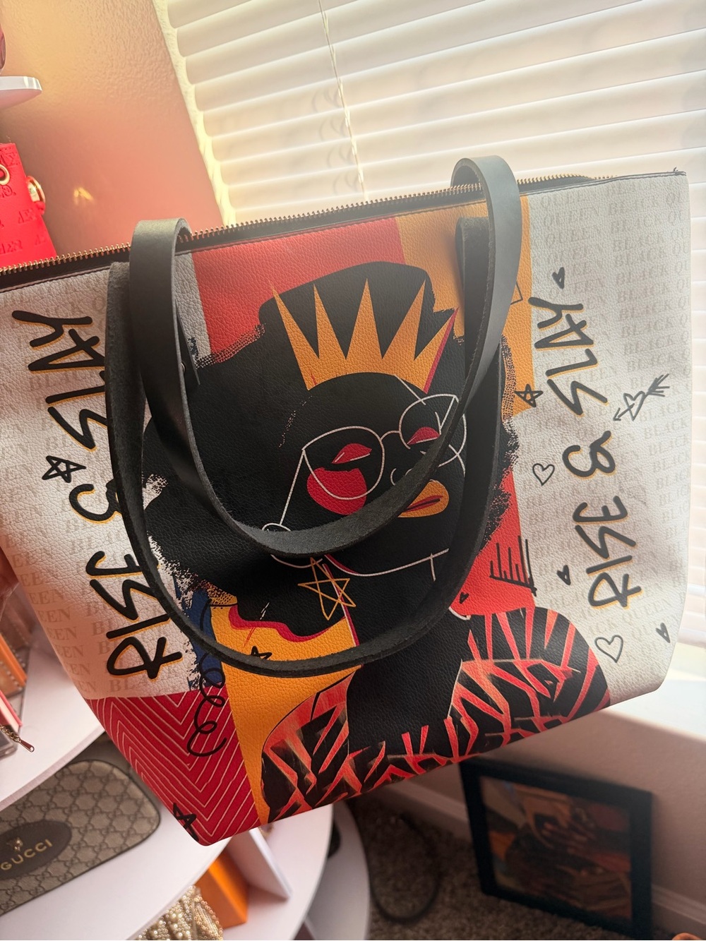 Black Woman Graphic Tote Bag - Multicolor